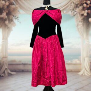 Scott McClintock 80s Vintage Maxi Dress Fit & Flare Velvet Top Party Puffy Skirt